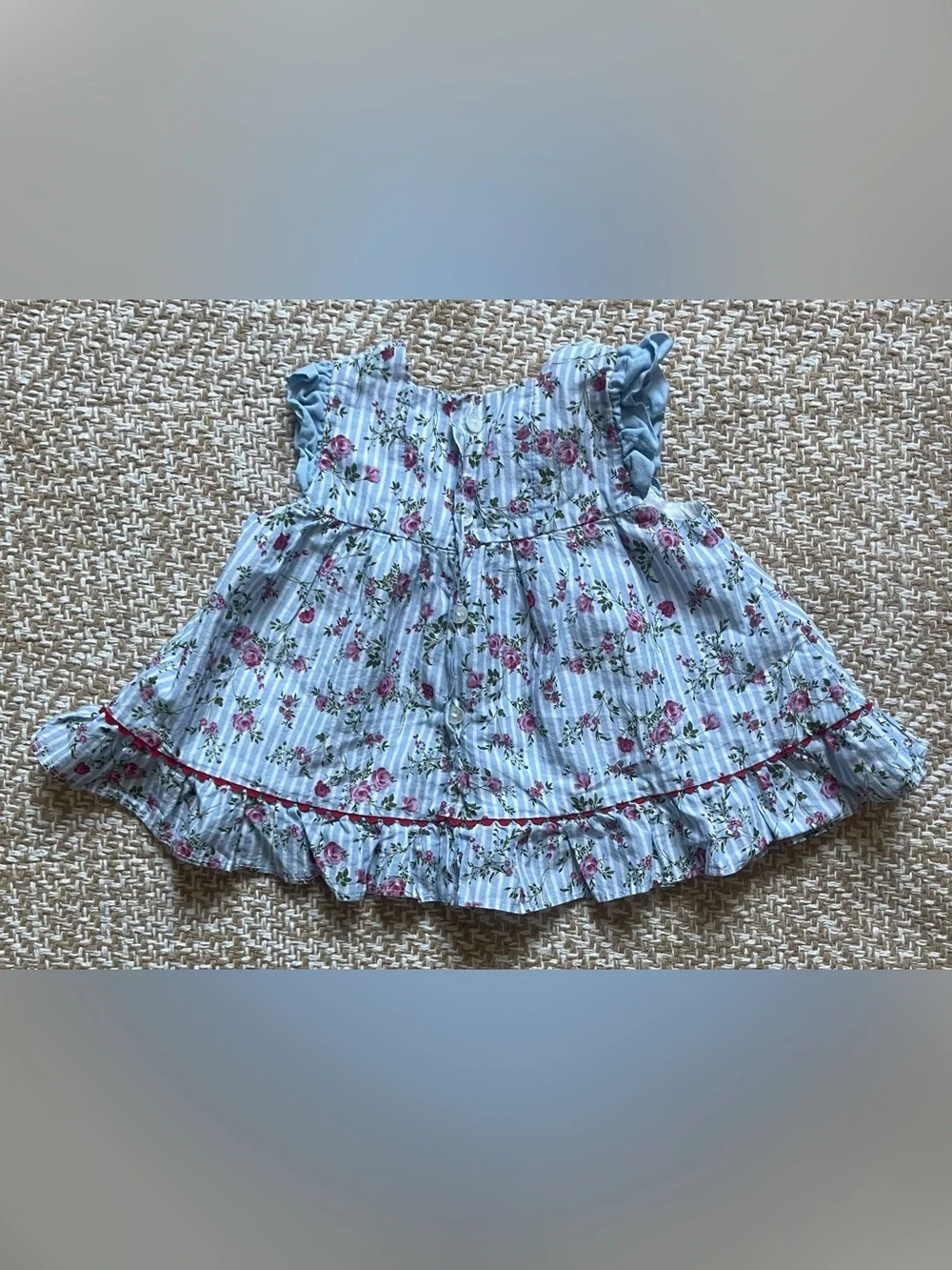 Vintage Inspired Del Sur Baby Girl Traditional Floral Striped Dress